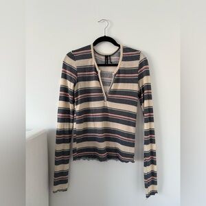 Out From Under Striped Thermal Long Sleeve Top